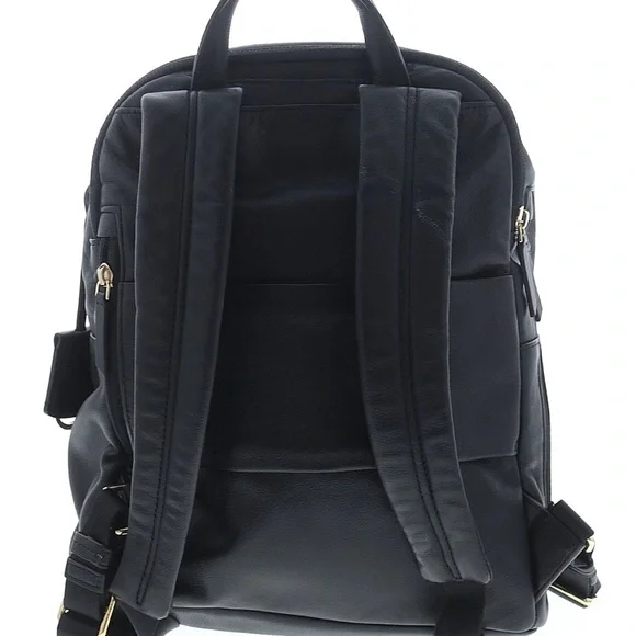 Tumi Voyageur Dori Black Leather Backpack with Gold Hardware - Picture 3 of 8